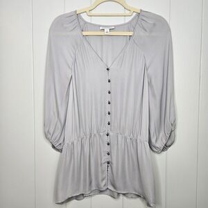 Banana Republic Women's Sheer Gray M Button Up Blouse Great Over A Cami     A11